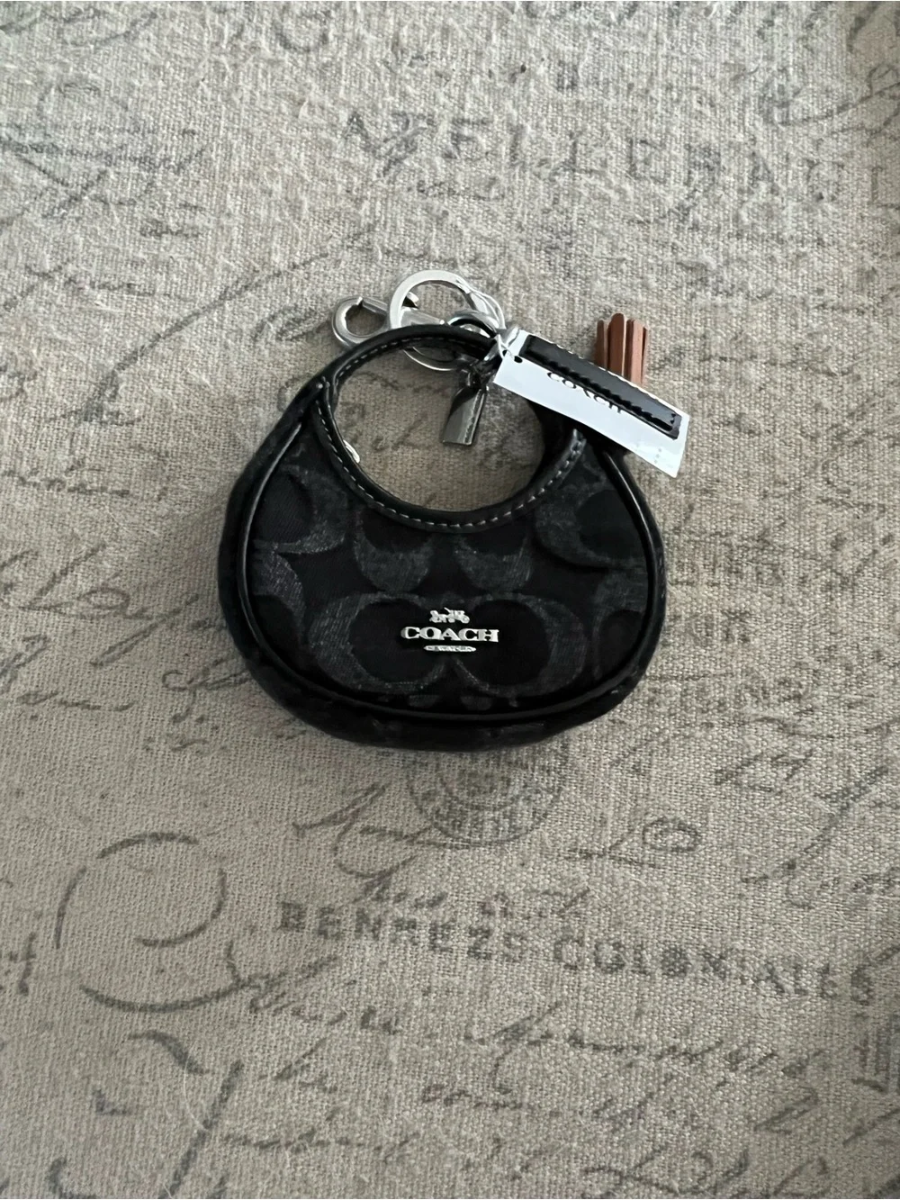 Coach Carmen Bag Charm in Black Signature Denim NWT